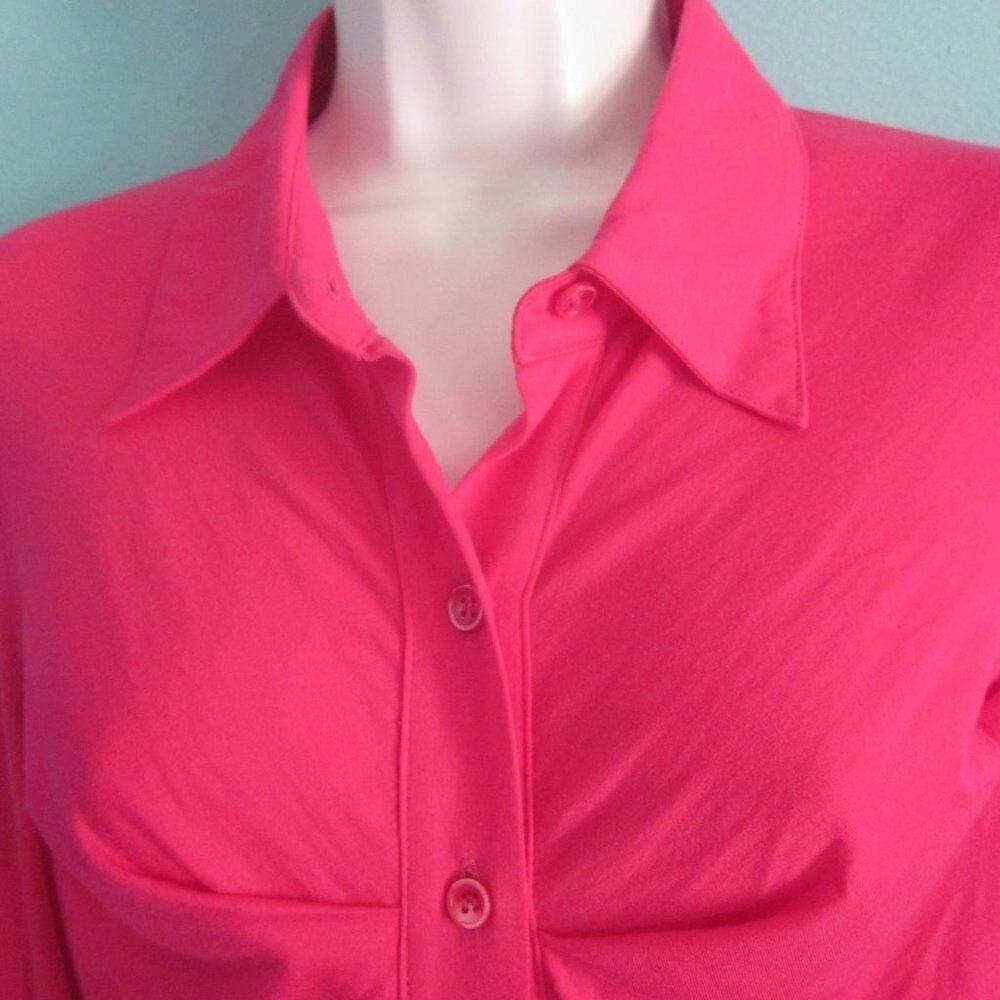 Strenesse Gabriele Strehle Women Size 6 Hot Pink Cotton Fitted Button Up Blouse